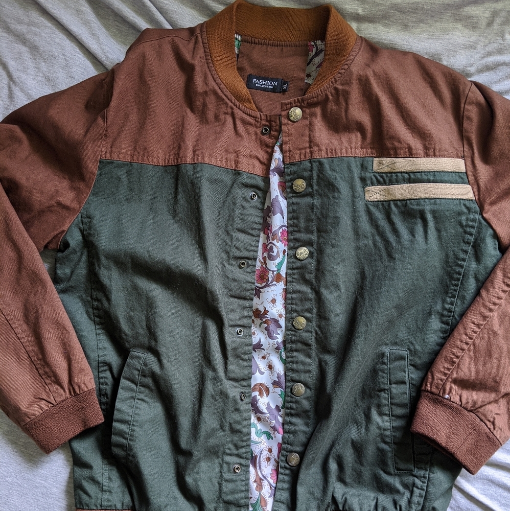 Green/Brown Bomber Jacket Men's Size M